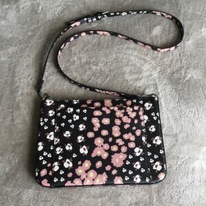 Parfois Floral Crossbody Slim Adjustable Strap Black Pink n White
